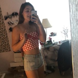 Red checkered tube top
